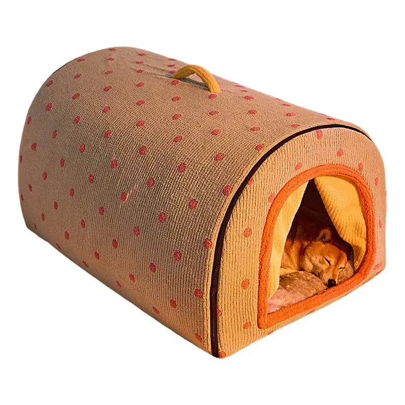 Cama para casa para perros, cama para perros cerrada y gruesa, casa para gatos lavable, tienda de campaña plegable para interiores de invierno para gatos callejeros, refugio para gatos de interior