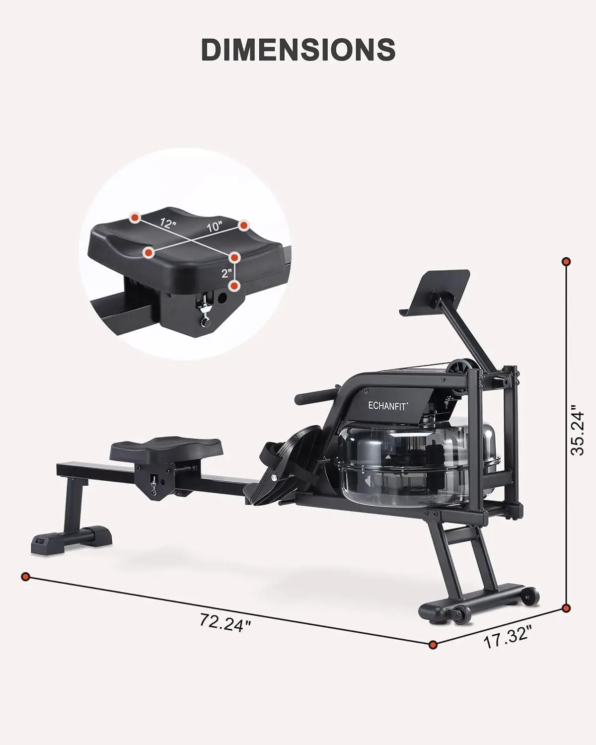 Magnetic/Water Rowing Machine for Home 6 Level Water Resistance and 32 Mechanical Resistance with Smart Resistance Knob 400LB Ma