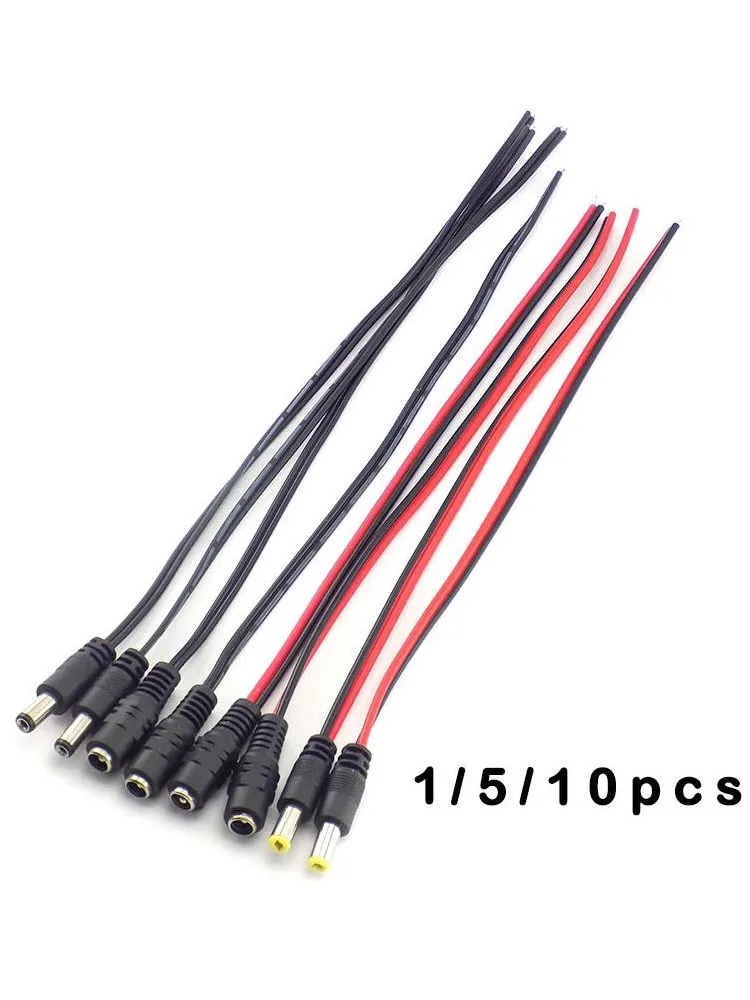 1/5/10 12V DC męskie złącza żeńskie jack adapter kabla wtyczka przewód zasilający przewód 5,5 x 2,1 mm do taśmy LED światła kamera CCTV — zdjęcie 2