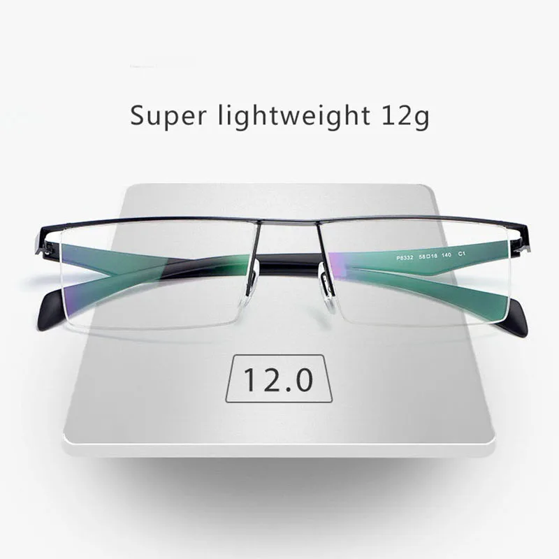 HDCRAFTER 150mm Titanium Alloy Men Wide Face Glasses Frame TR90 Myopia Prescription Eyeglasses Half Rim Optical Business Frame