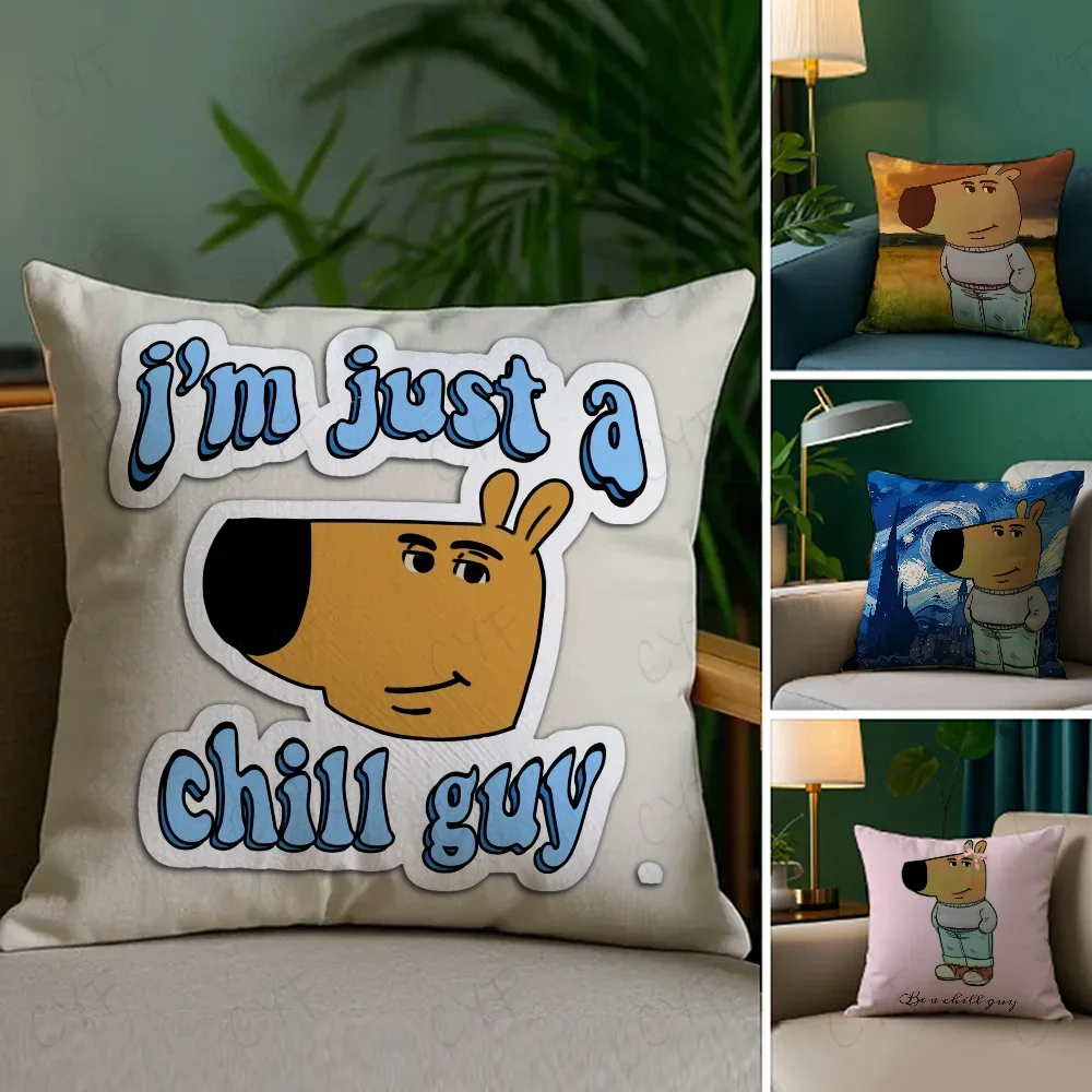 

Chill Guy Cool Pillow Case Pillowcase Anti-dustmite Pillow Invisible zipper silky short plush Sofa cushion cover