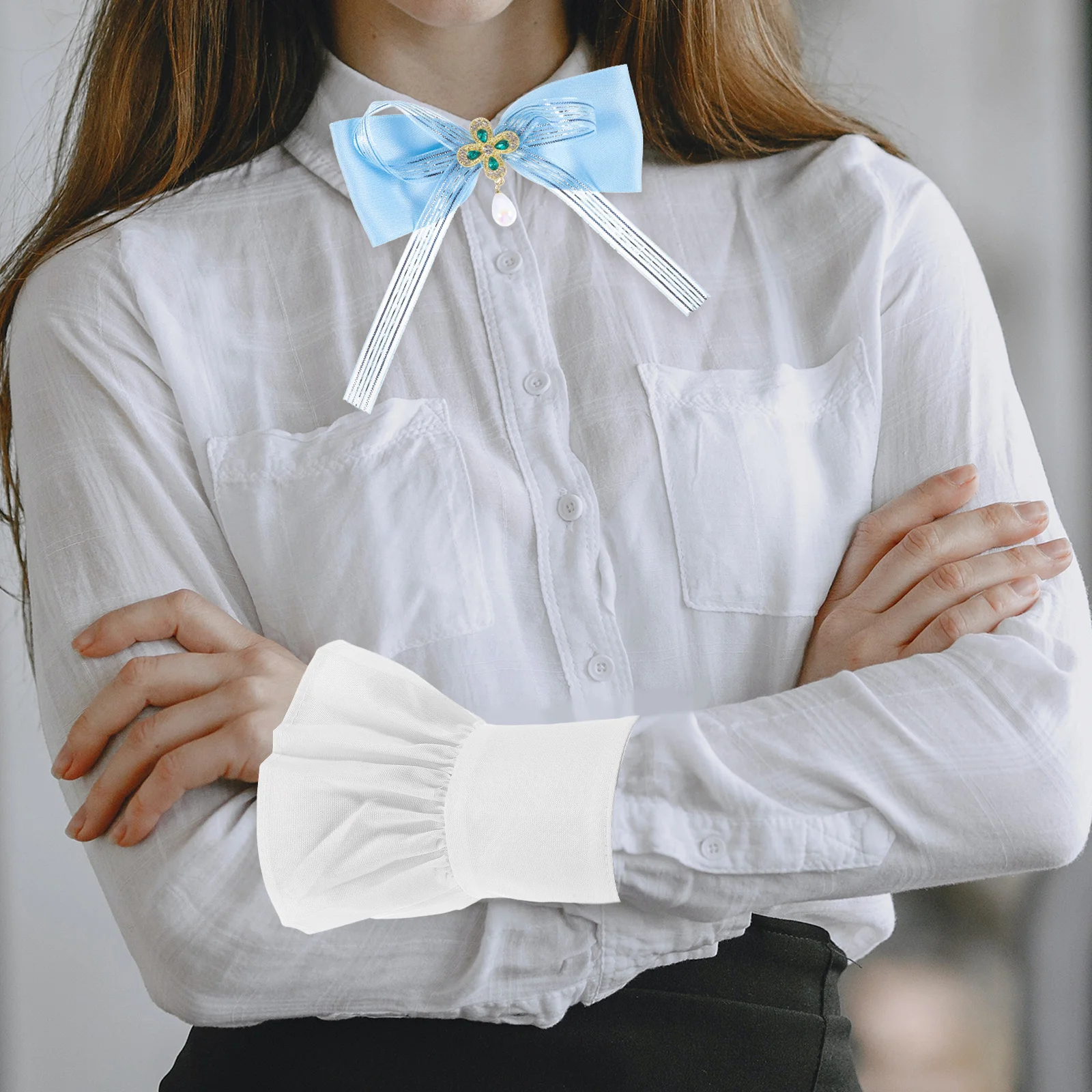 1 paire de poignets détachables en dentelle pour femmes, élégants, manches à volants, fausses manches, accessoires pour robe, Cosplay de mariage