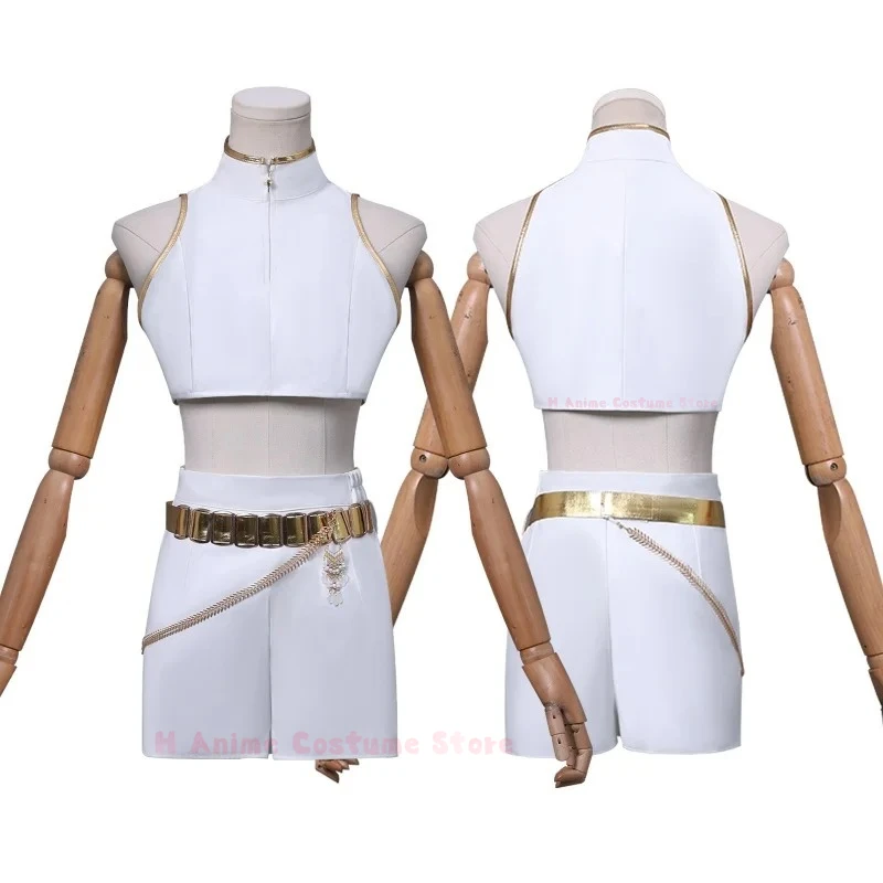 

New Rumi Cosplay Costume White Stage Uniform Outfit Earrings Halloween Party for Women Girls