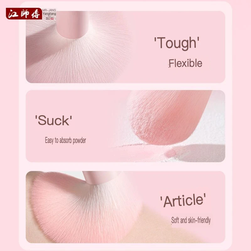 Master Jiang-Juego de Mini brochas de maquillaje con espejo, 10 piezas, portátil, colorete, corrector, sombra de ojos, delineador de ojos, brochas para polvos sueltos