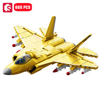 SEMBO Shipborne Vertical Takeoff And Landing Fighter Aircraft Assemblage Building Blocks Military Series Plane Models Toys Gifts