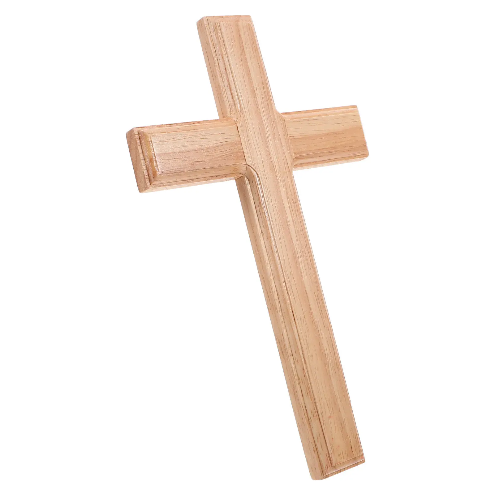 Wooden Wall Hanging Cross Christian Decor Religious Crucifix for Home Church Entryway Wall Decor Natural Grain Hand Carved