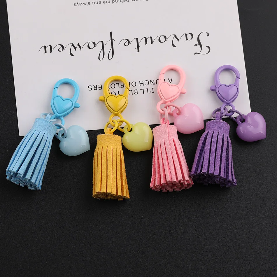 

10pcs Tassel Heart Shaped Pendant DIY Handmade Keychain Decoration Material Accessories