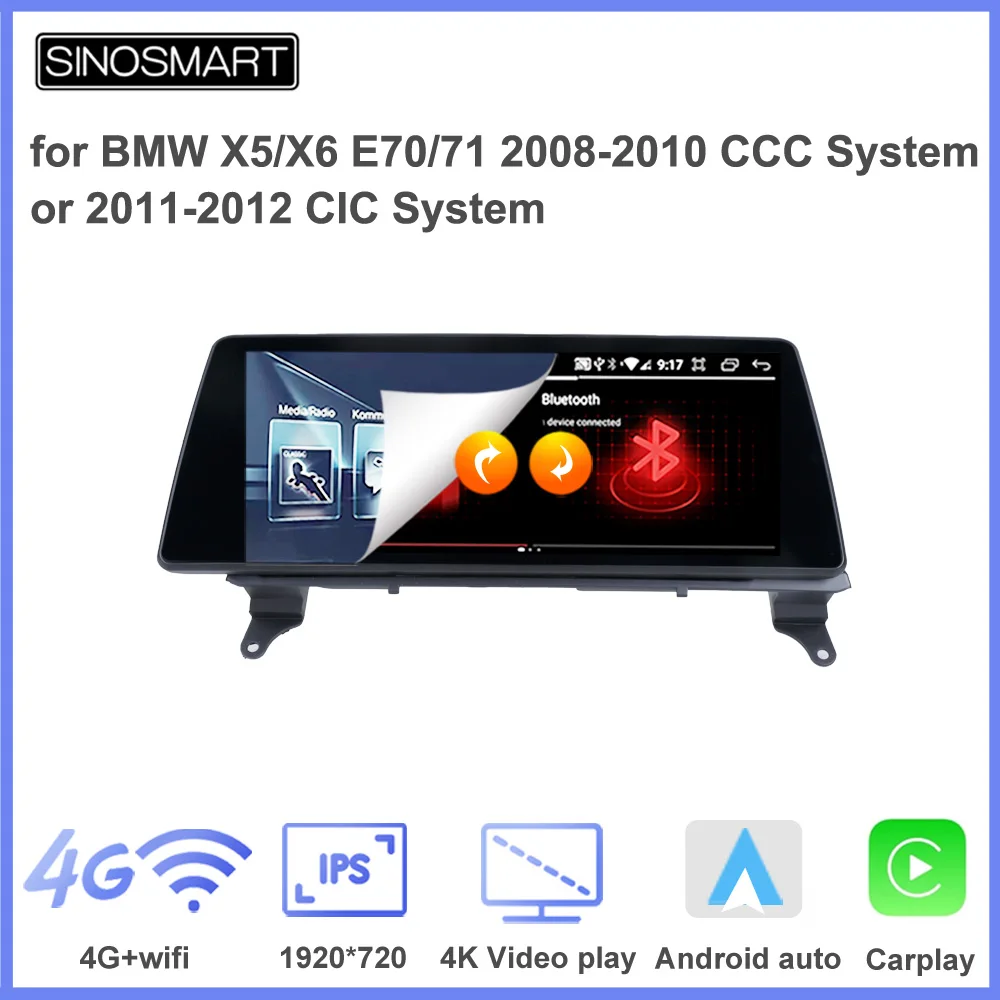 Sinosmart Car GPS Navigation for BMW X5/X6 E70/71 2008-2010 CCC System or 2011-2012 CIC System All OEM Features Retained