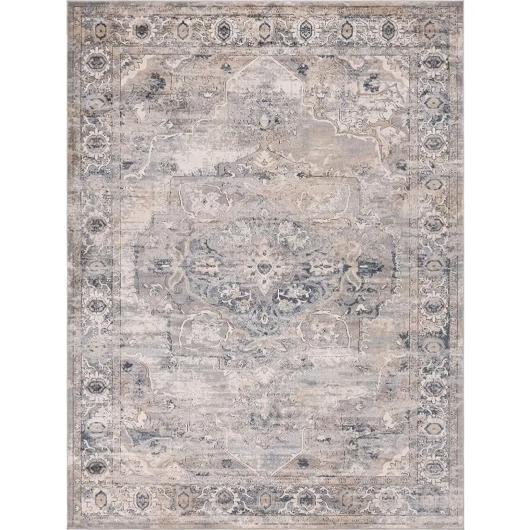 Oregon Collection Rug – 9' x 12' Gray Low-Pile Rug Perfect for Living Rooms, Large Dining Rooms, Open Floorplans