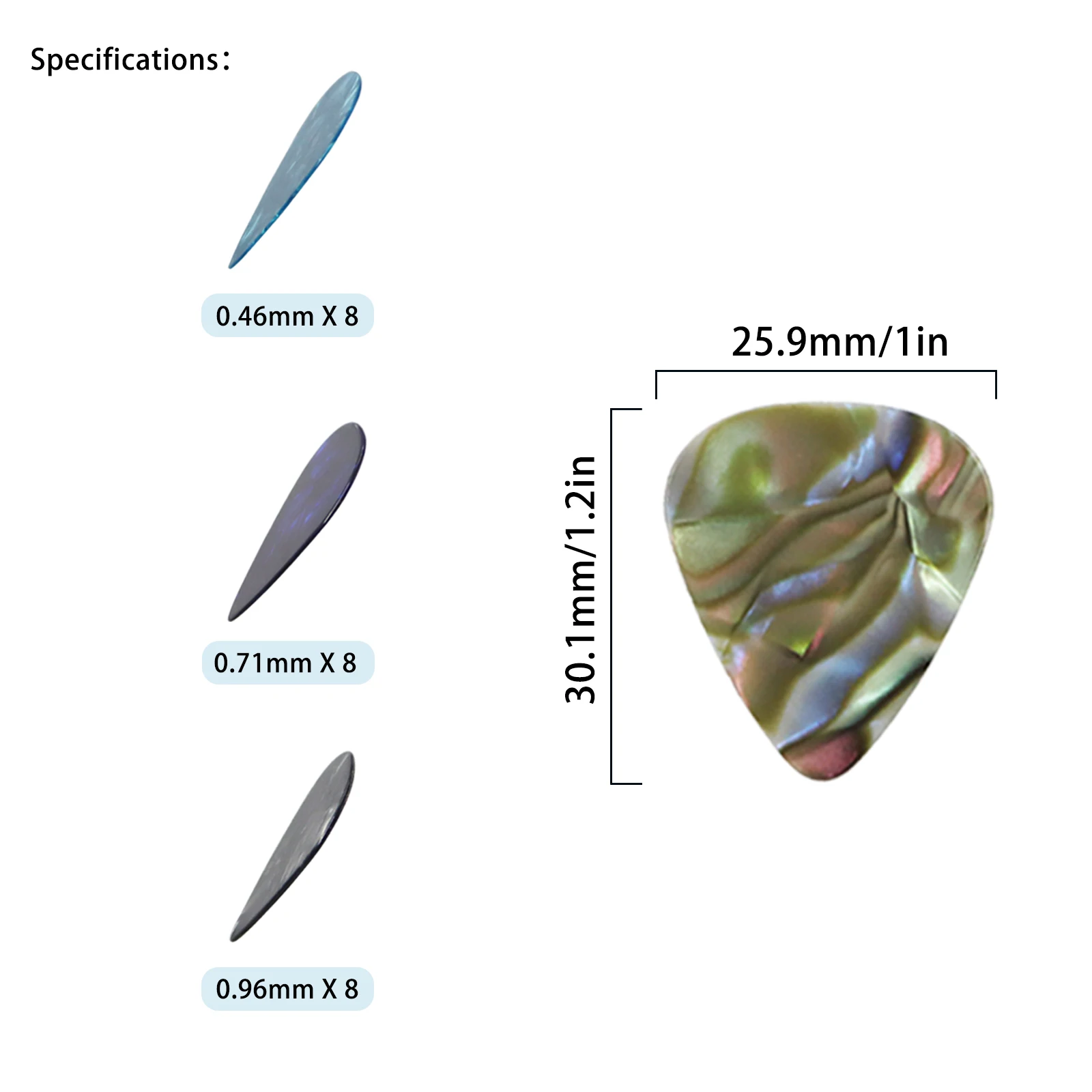 Phrilam 24 Pack Guitar Picks for Electric Acoustic Guitars Bass, Thin, Medium & Heavy 3 Different Thickness, Colorful Celluloid