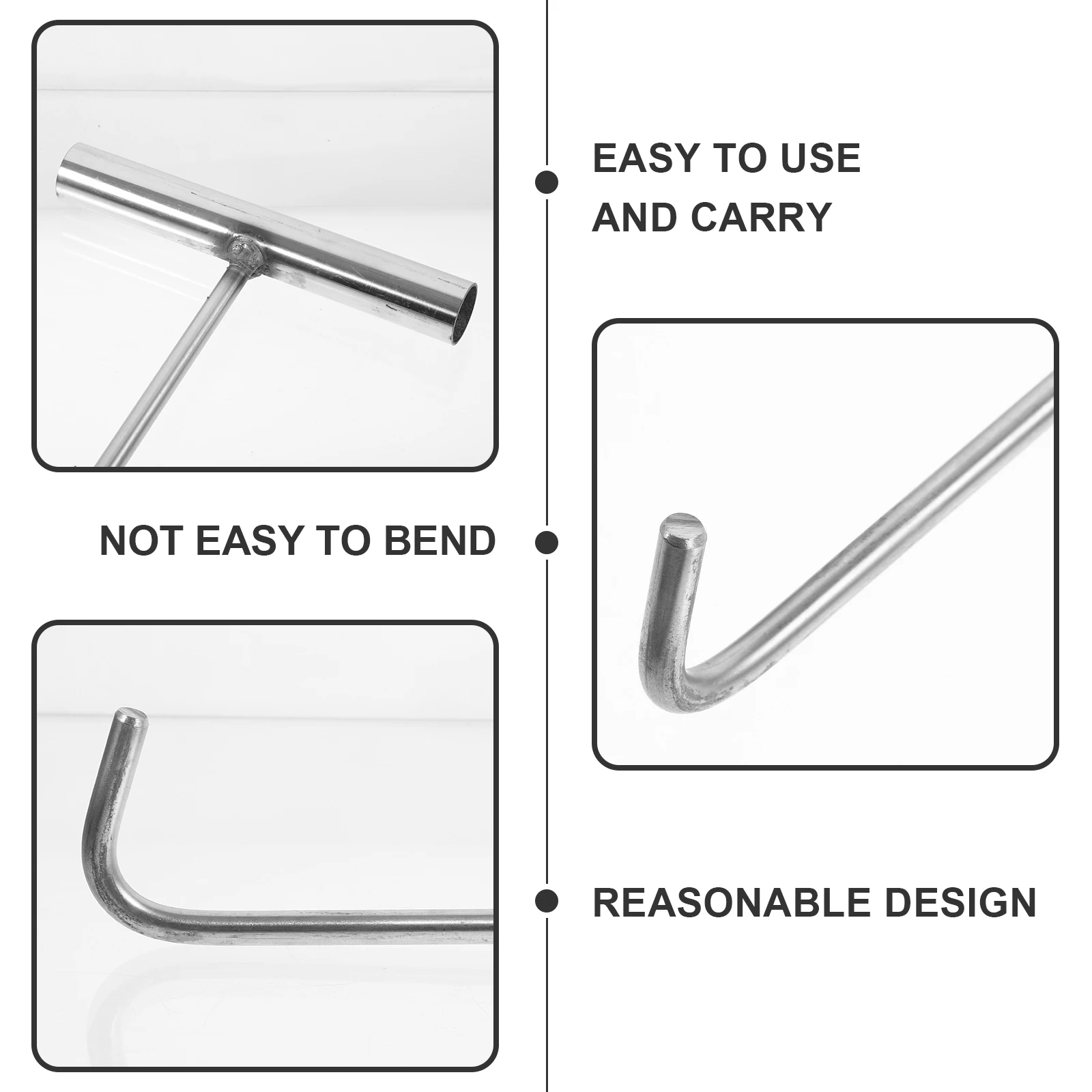 

Stainless Steel Hook 38cm T-Shaped Manhole Cover Lifter Tool Roller Shutter Door Pull Hooks Practical Household Storage