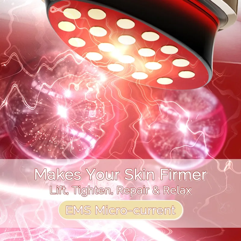 Red Light Collagen Regeneration Anti-Aging RF Anti-Wrinkle Beauty Device EMS Microcurrent Face Lifting Skin Tightening Massager