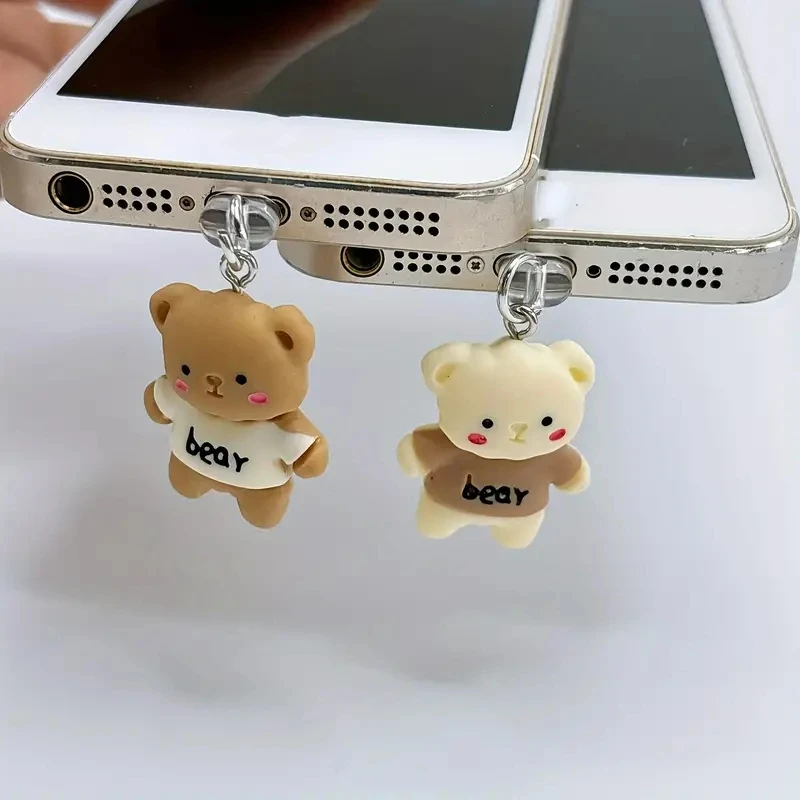 Phone dust plug for iPhone for Samsung Type-C interface beauty cute teddy bear decorative accessories pendant universal