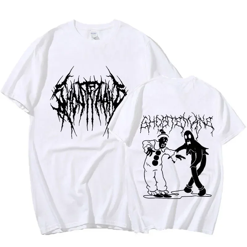 Ghostemane Double Sided Print T-shirt Men Women 100% Cotton Fashion Hip Hop Metal Gothic Rock T Shirt Oversized Loose Streetwear