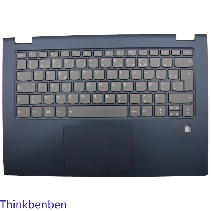 

FR French Backlit Keyboard With Blue PL Upper Case Palmrest Shell FPR Hole Cover For Lenovo Flex C340 14 IWL API IML 5CB0U42254