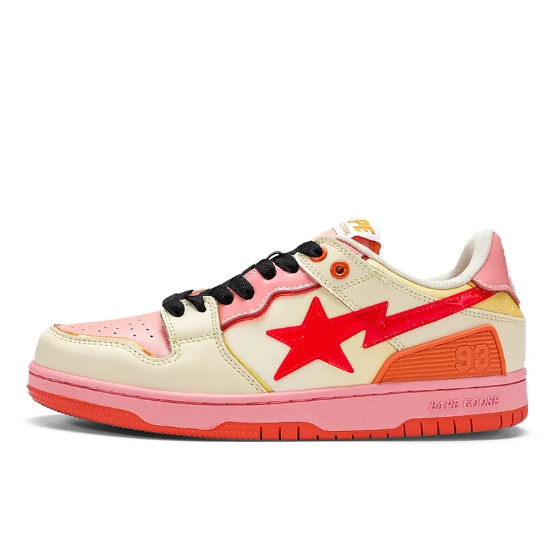 BAPEGOOSE Patent Leather Star Shoes Low-cut Leather Casual Shoes Men And Women Couples With The Same Sports Shoes BH22DM6102