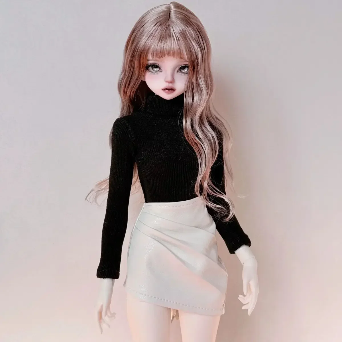 

New 1/4 Doll's Clothes Suit Leather Skirt Long Sleeves for 45cm Bjd Doll Girl Toys Dress Up Play House Doll Accessories, No Doll