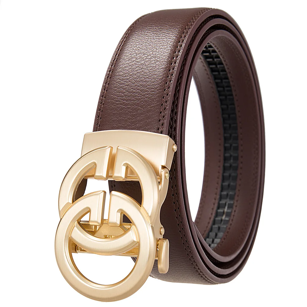 Hochwertiger Echtledergürtel für Herren, luxuriöser Herren-Taillengürtel mit automatischer Metalllegierungsschnalle – Detail 3