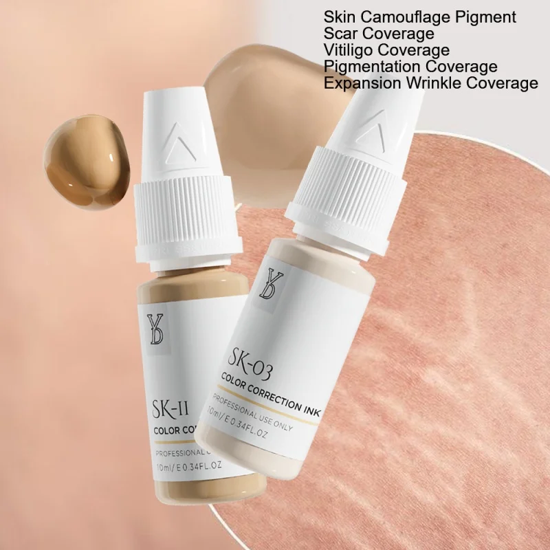 YD Professionelle 10ML Camouflage Pigment Semi Permanent Make-Up Tattoo Tinte für Narbe Abdeckung Dehnungsstreifen Vitiligo Wiederherstellung Haut Ton