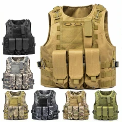 Chaleco táctico de equipo militar para Airsoft, chaleco Molle de combate, portador de placa de asalto, chaleco táctico, ropa de caza al aire libre CS, 10 colores