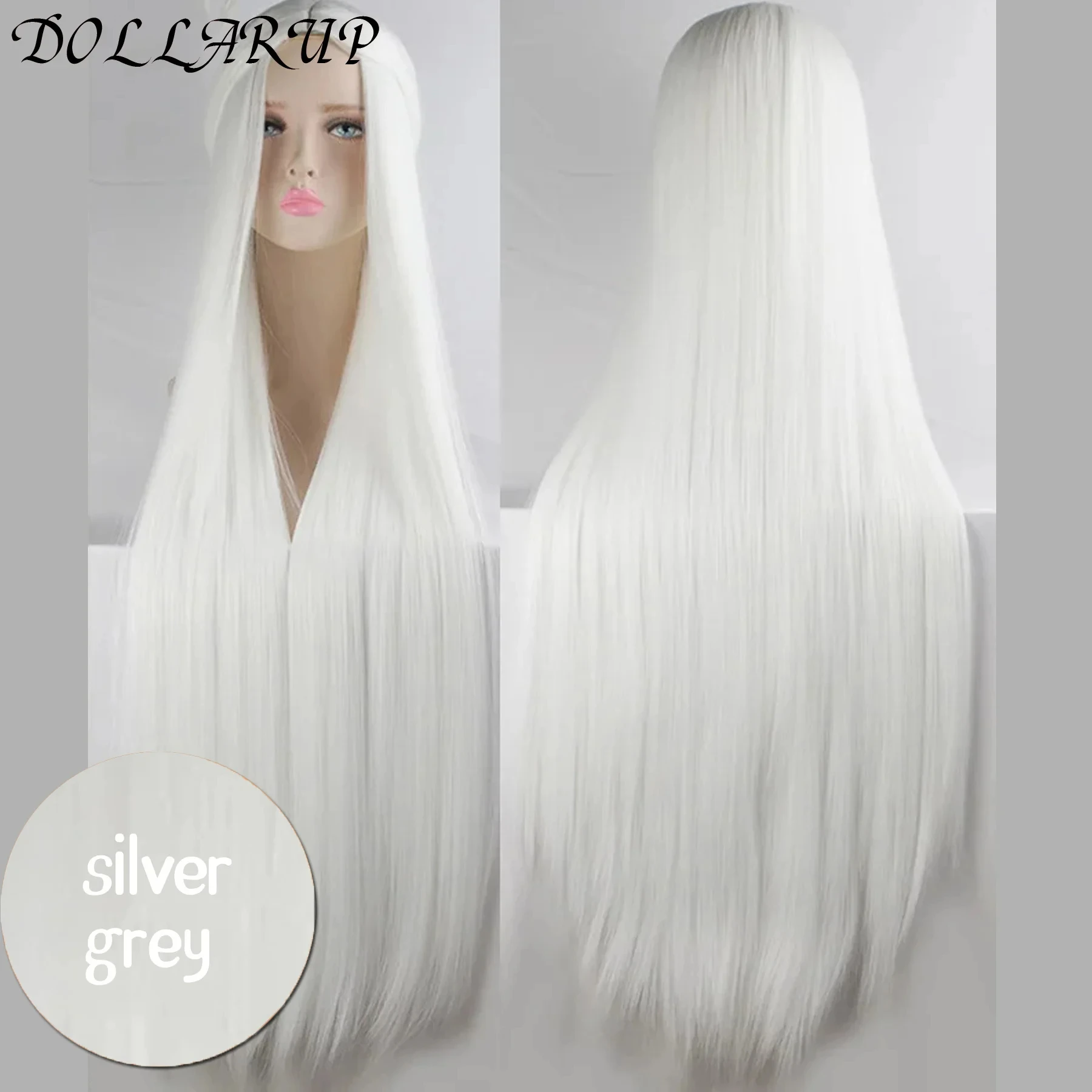 JKL 100 سنتيمتر الاصطناعية طويل مستقيم شعر مستعار تأثيري مع الانفجارات امرأة أنيمي أومبير شعر مستعار الوردي الأخضر الذهب شعر مستعار مقاوم للحرارة #4