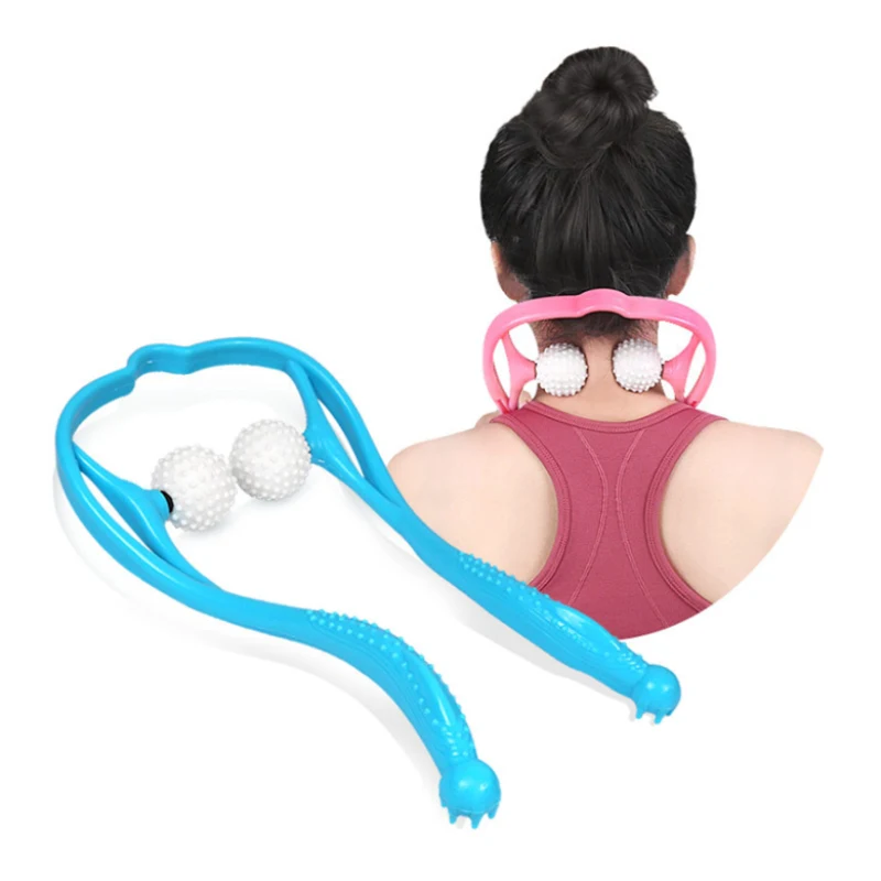 

Health Plastic Hand Neck Massager Home Multi-function Leg Double Ball Press Relieve Fatigue with Clamp Thigh Arm Massage Tool