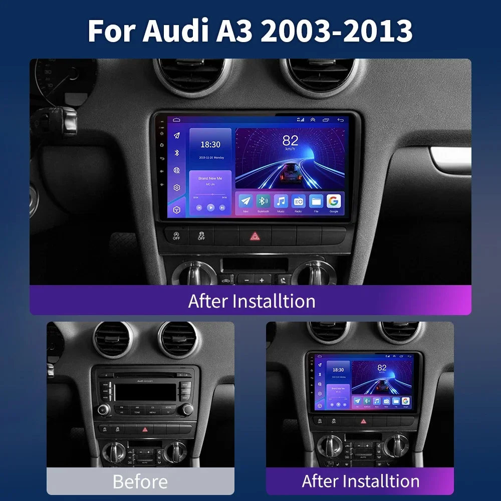 For Audi A3 8P 2003 - 2013 Multimedia GPS autoradio 4G WIFI DSP 8G+128G Android 13 Carplay Player Car Radio Multimedia