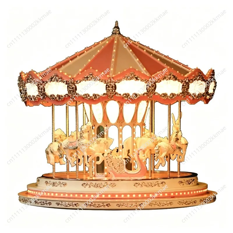 Girl Valentine's Day Birthday Gift Pink Carousel Music Box