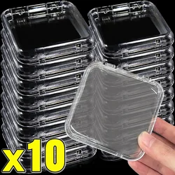 10/1Pcs Mini Plastic Storage Box Transparent Portable Square Flip Container Jewelry Holder Earrings Small Packaging Display Case