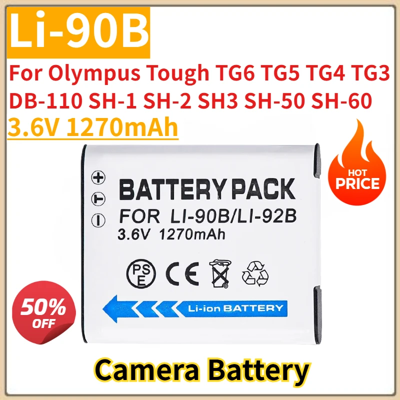 

Li-92B Li-90B Camera Battery 3.6V 1270mAh for Olympus Tough TG6 TG5 TG4 TG3 DB-110 SH-1 SH-2 SH3 SH-50 SH-60 New High Quality