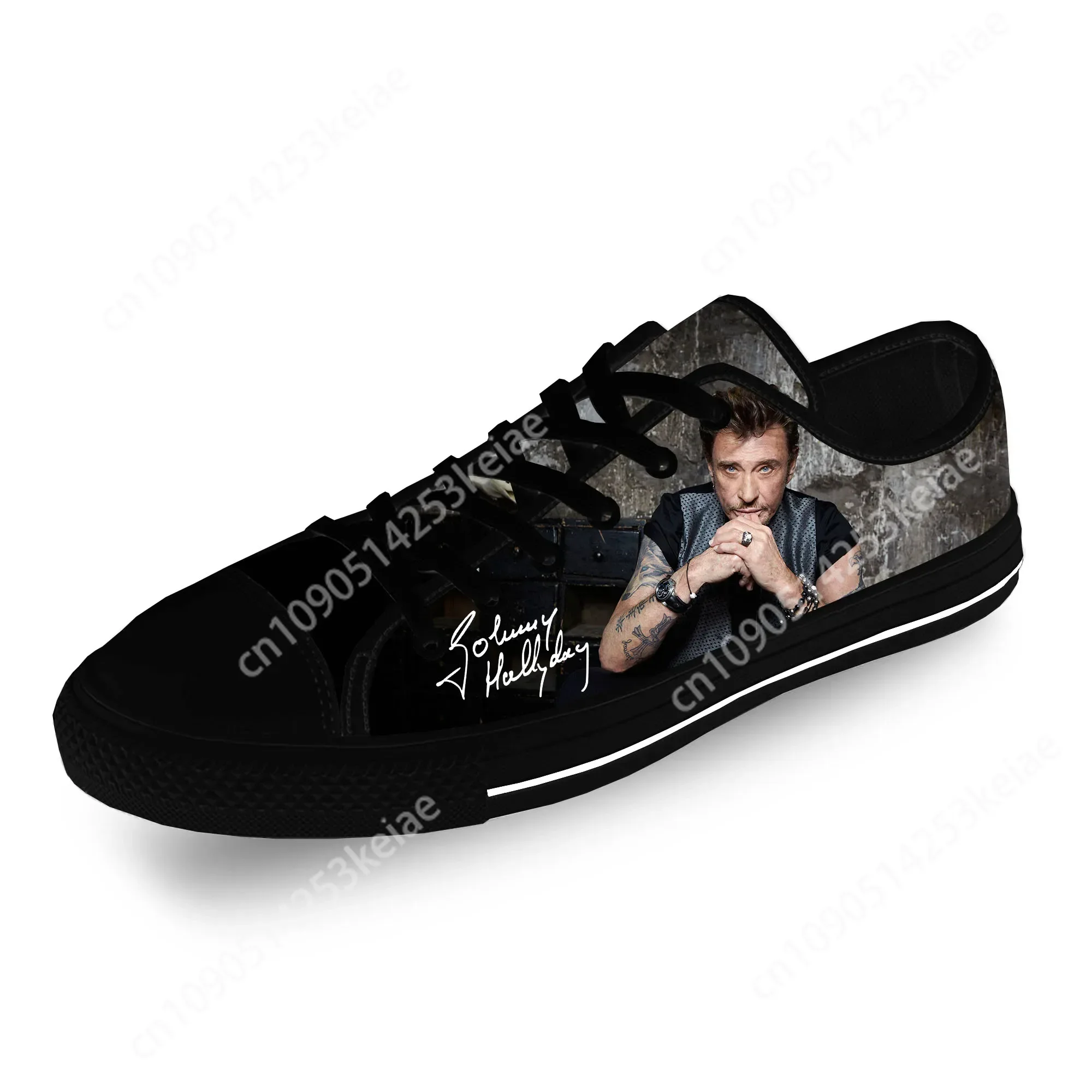 Johnny Hallyday Rock Star Lightweight Cloth 3D Print Funny Fashion Low Top Canvas Shoes Men Women Casual Breathable Sneakers