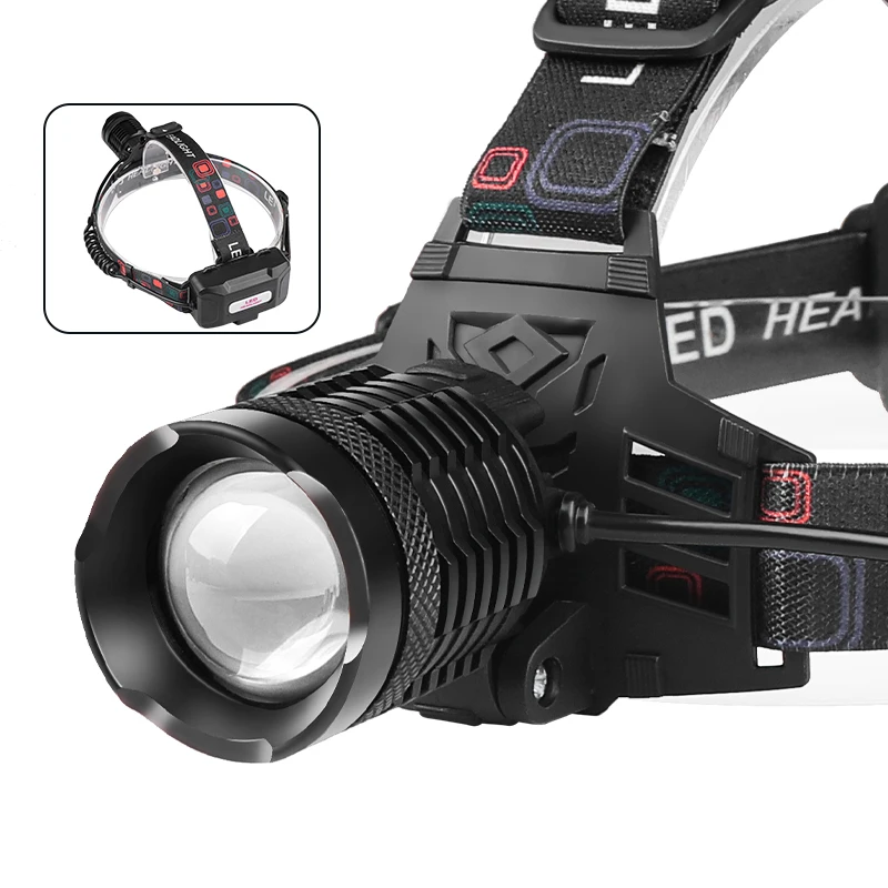 30W XHP70 LED Telescopic Zoom Headlamp 2*1500mAh 18650 Battery USB-C Rechargeable IPX4 Waterproof 90° Adjustable Headlight