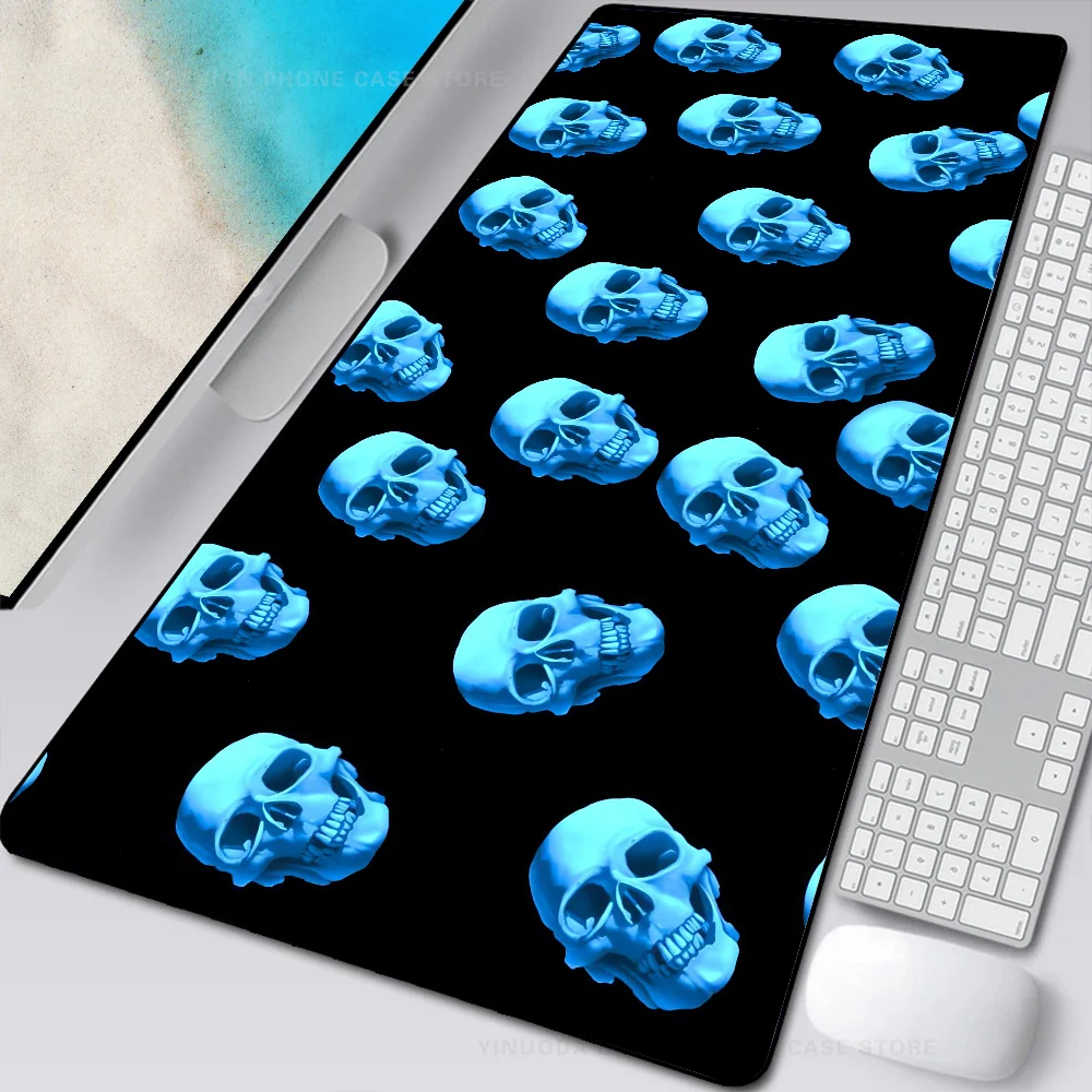 Blue Fire Skull Mousepad Mouse Mat Desk Mat With Pad Gaming Accessories Prime Gaming XXL Keyboard Pad