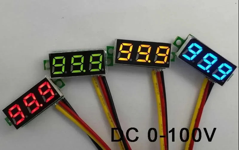 DC 0-100V 3 Bit 0.28 Inch LED Digital Tube Display Digital Car Voltmeter