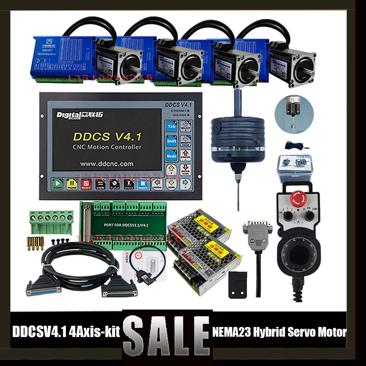 

Ddcsv4.1 4-axis-kit G-code Cnc Offline Standalone Controller + Hybrid Servo Motor Kit + 3d Edge Finder + E-stop Mpg 75w24v Dc