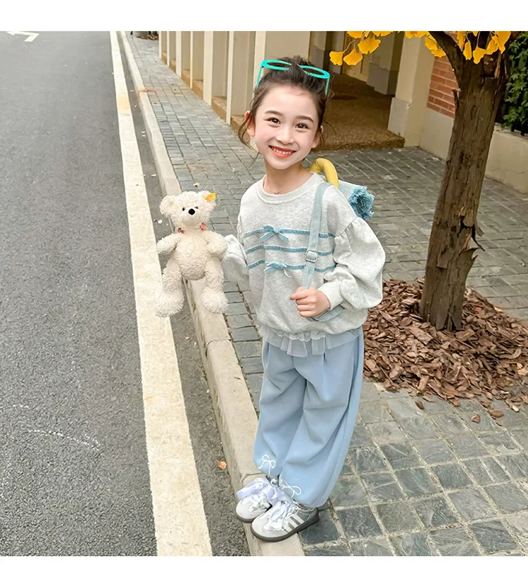 Baby Girl Clothes Suit Spring and Autumn Set 2024 New Style Loose Hoodie Children Lace Patchwork Shorts Two-piece Set