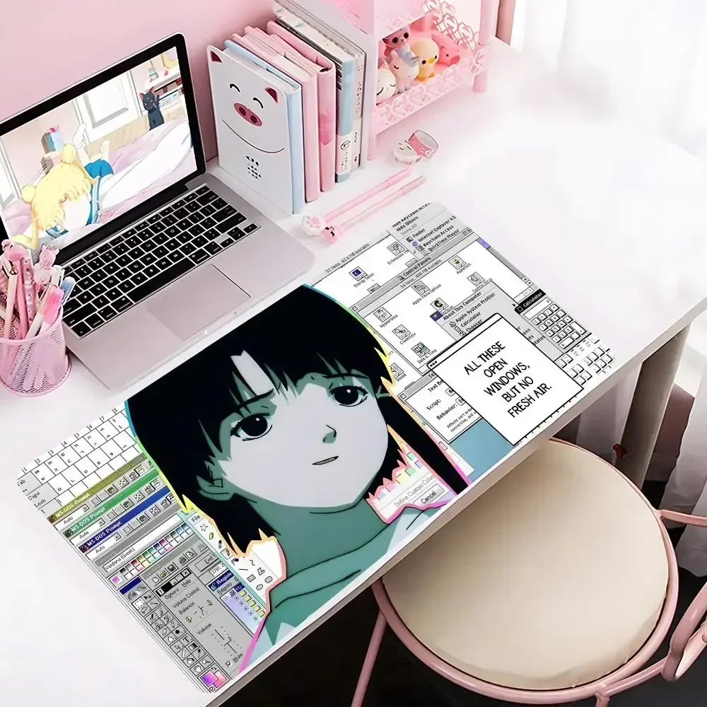 Serial Experiments Lain Cyberpunk Anime Mouse Pad Large Gaming Mouse Pad LockEdge Thickened Computer Keyboard Table Desk Mat
