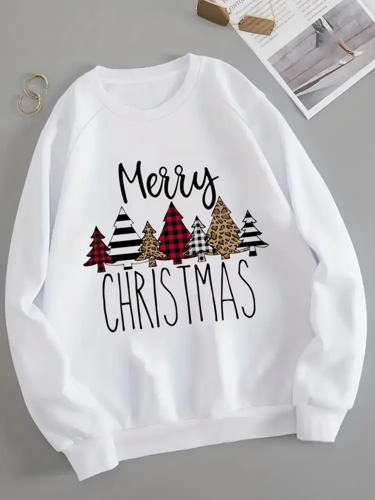 

Christmas O-neck New Year Pullovers Clothing Women Lovely Letter Style Cute 90s Ladies Fleece Female Casual Graphic Sweatshirts