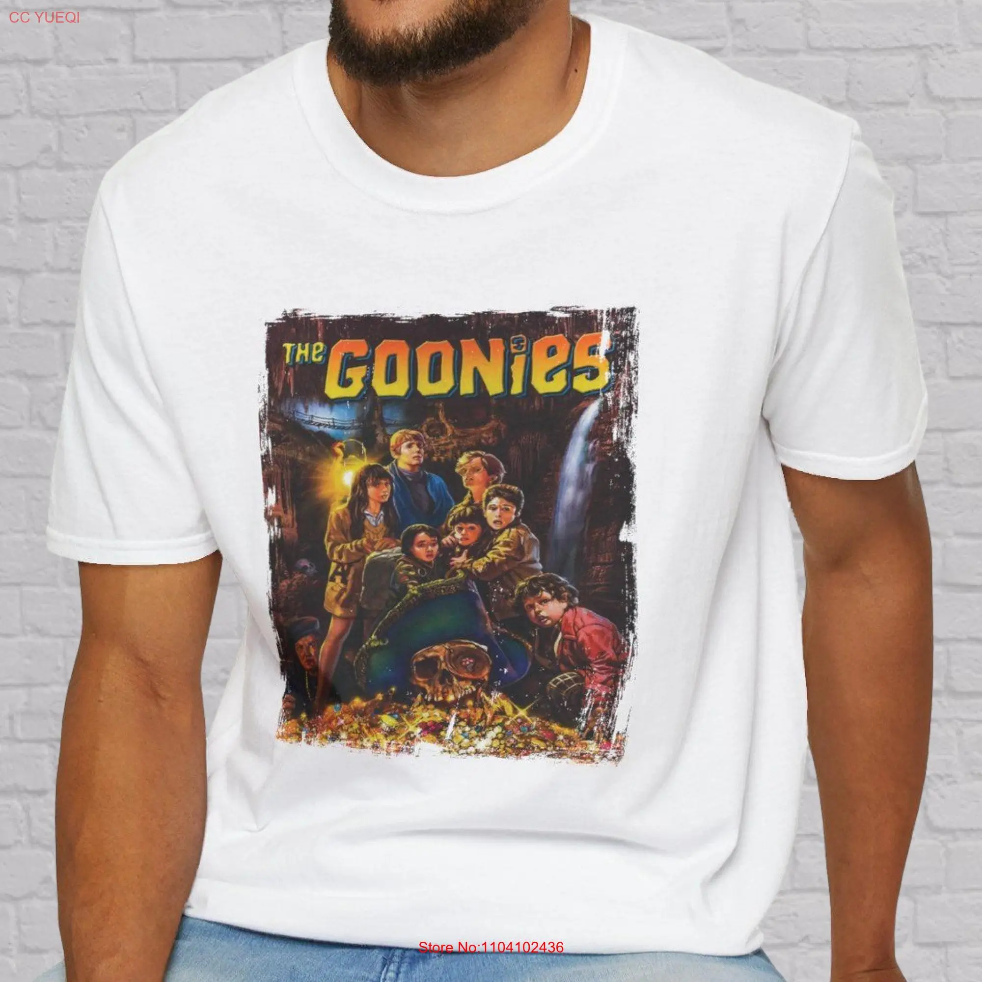 Vintage 80s Movie T Shirt Halloween Never Say Die The Goonies 90s long or short sleeves