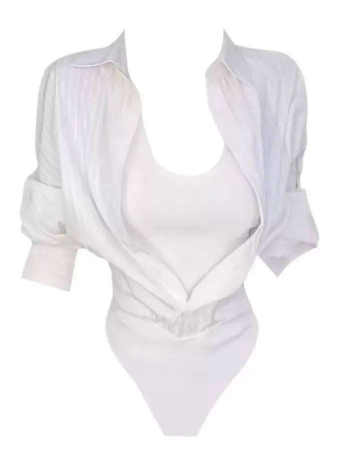 Spicy Girl Style Simple Versatile Long Sleeve One-Piece Shirt Women's Early Autumn Waist-Cinching Slimming Design Shirt