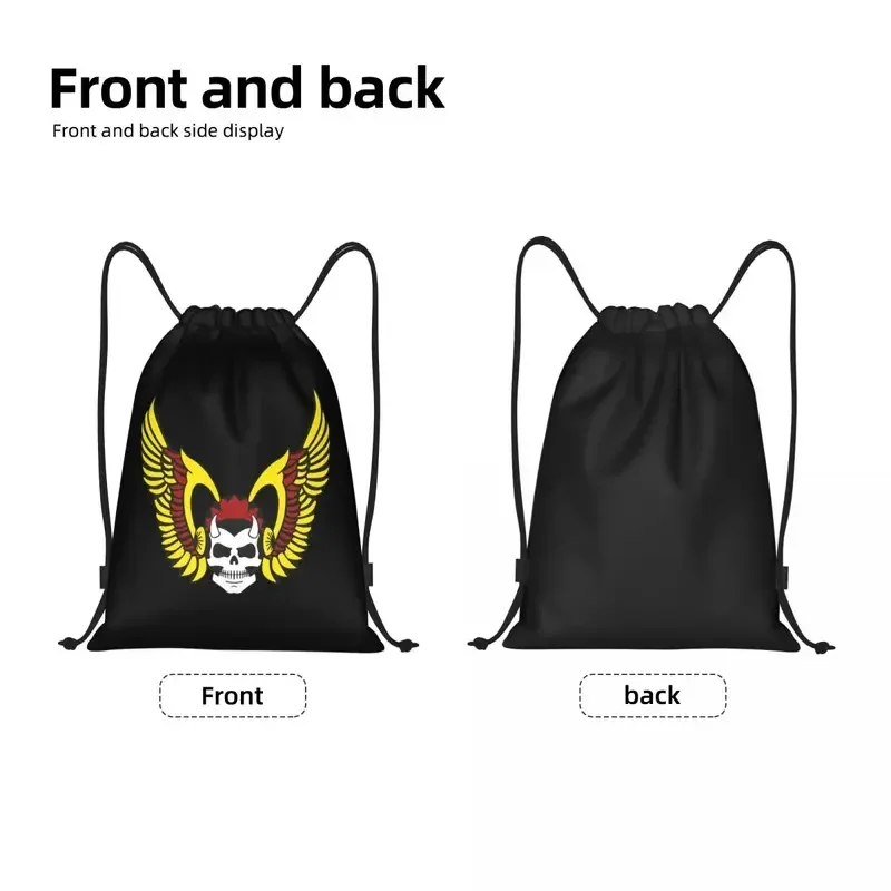 Custom Hell HAMC Angel Drawstring Bag Men Women Lightweight Motorcycle Club Sports Gym Storage Backpack