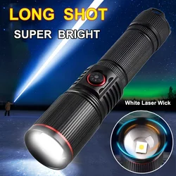 Rechargeable LED Flashlight 6 Lighting Modes Waterproof Torch Aluminum Alloy Tactical Super Bright Flashlight for Camping Hiking