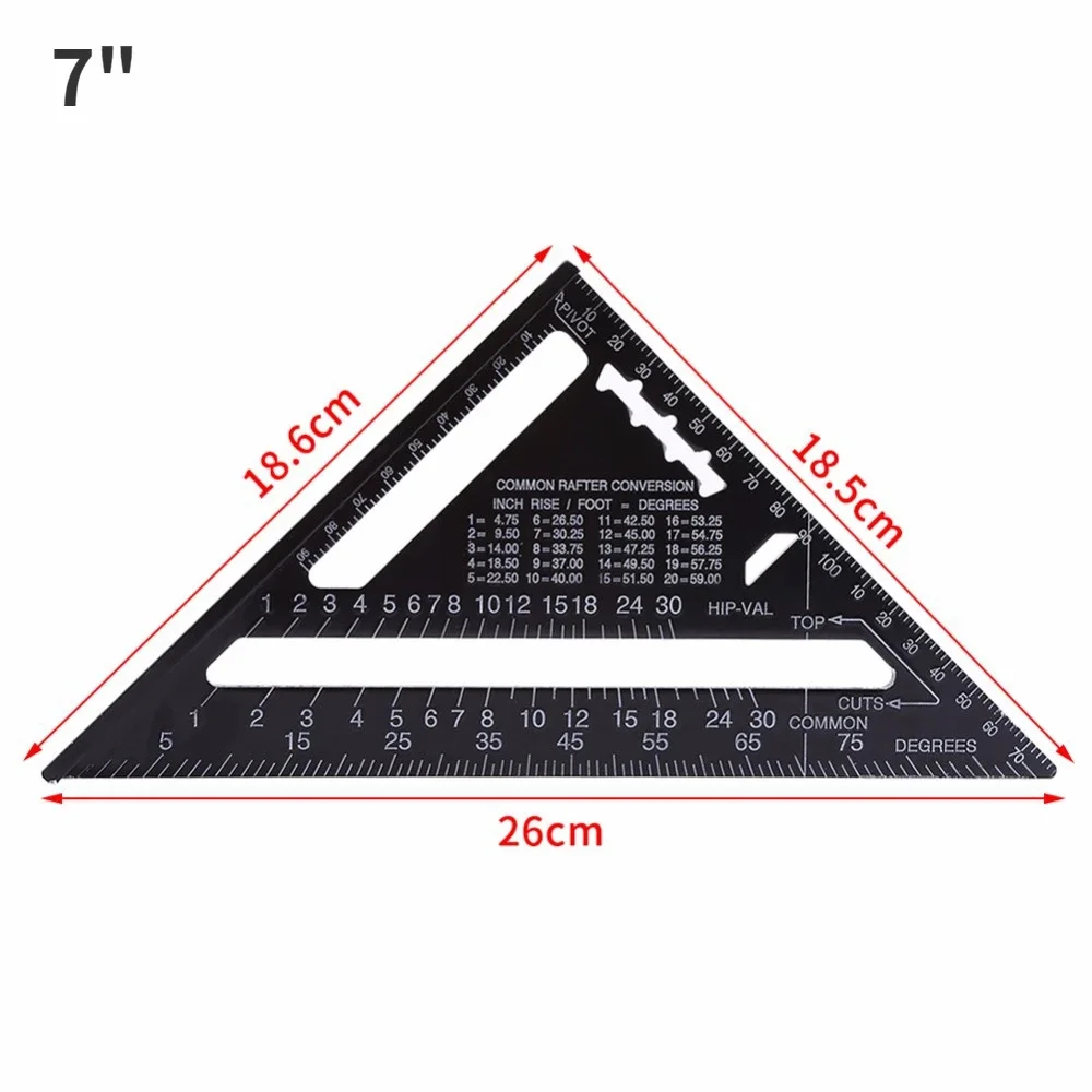 Aluminum Alloy Triangle Ruler Gauges Speed Protractor Percision Measurement Tool Miter Carpenter Line Scriber Saw Guide 7\'\'/12\