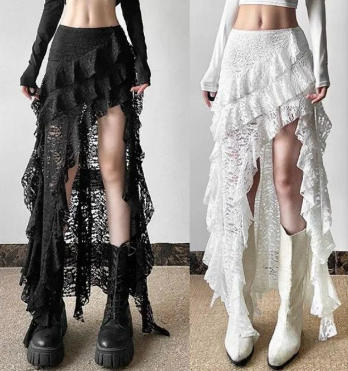 Tassel ruffle layered skirt detail