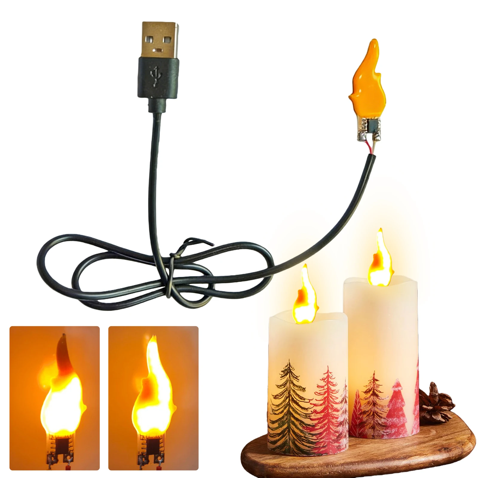 USB 5V Flame Lamp with Usb Interface LED Flicker Effect Irregular Lamp Atmosphere Chip Creative Decoration Light Plug and Play