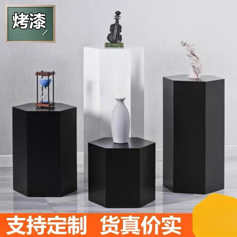 Wood paint floor hexagonal display table window smart lock drone special shape