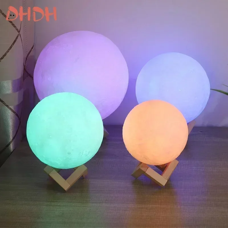 LED 16 Colors Rechargeable Touch Night Light Creative Touch Remote Control Switch Moon Lamp Children\'s Night Light Birthday Gift