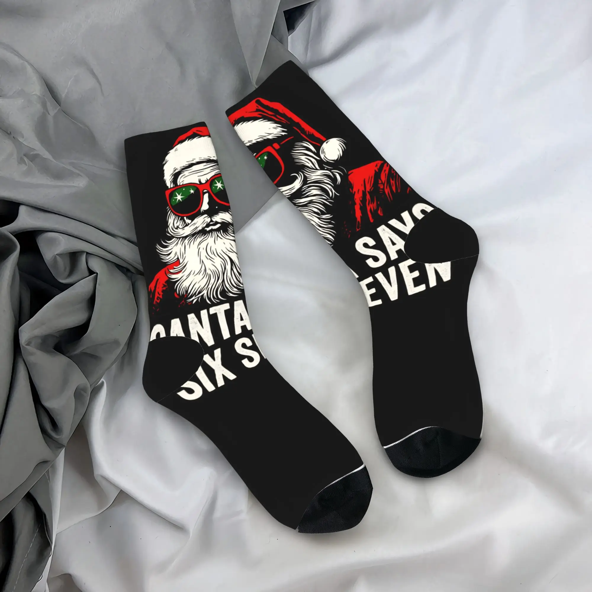 عيد الميلاد سانتا يقول ستة سبعة 67 جوارب جوارب بأشكال مضحكة الخريف مكافحة العرق الجوارب النساء الرجال تشغيل الرياضة جوارب ناعمة متوسطة
