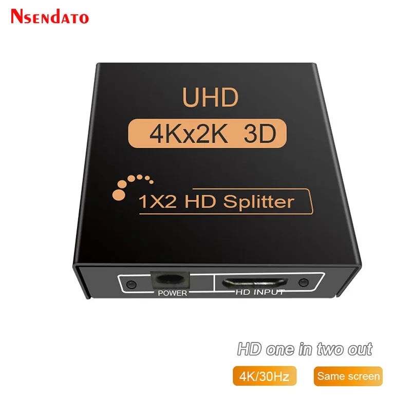 1 In 2 Out UHD HDMI-Compatible Splitter Adapter 1X2 4K 30Hz HDMI-Compatible Switcher Converter For DTS Dolby 3D TV Monitor DVD