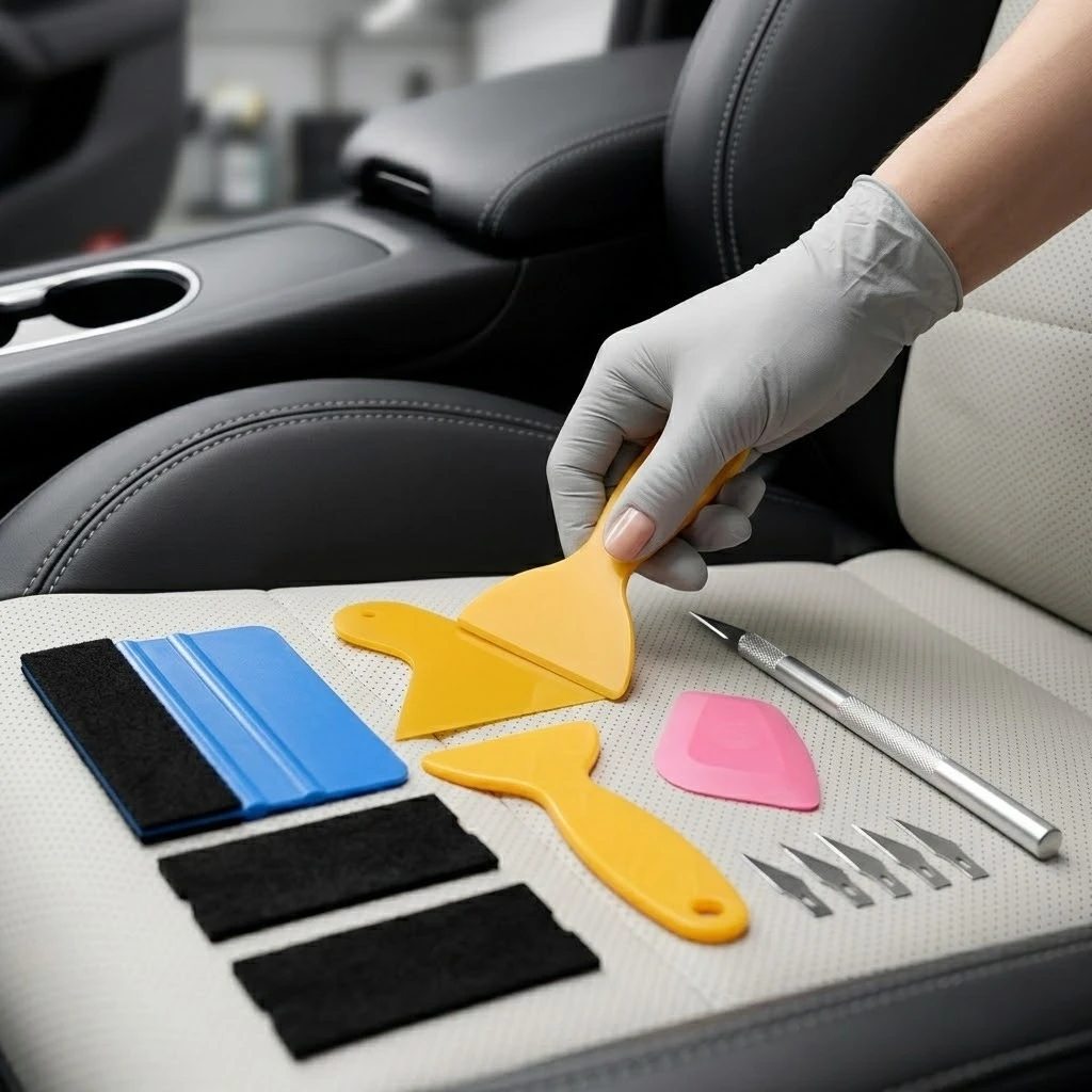 7pcs Vinyl Wrap Tools Kit Professional Wallpaper Installation Kit Felt Squeegee Trimmer Bubble Smoother Car Wrapping Window Tint